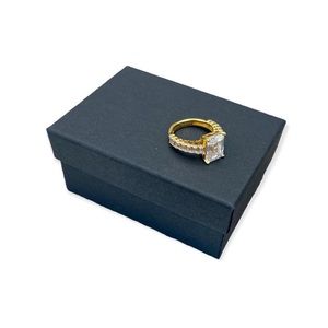 Simulated diamond cubic zirconia ring 925 sterling silver hardware Size 5